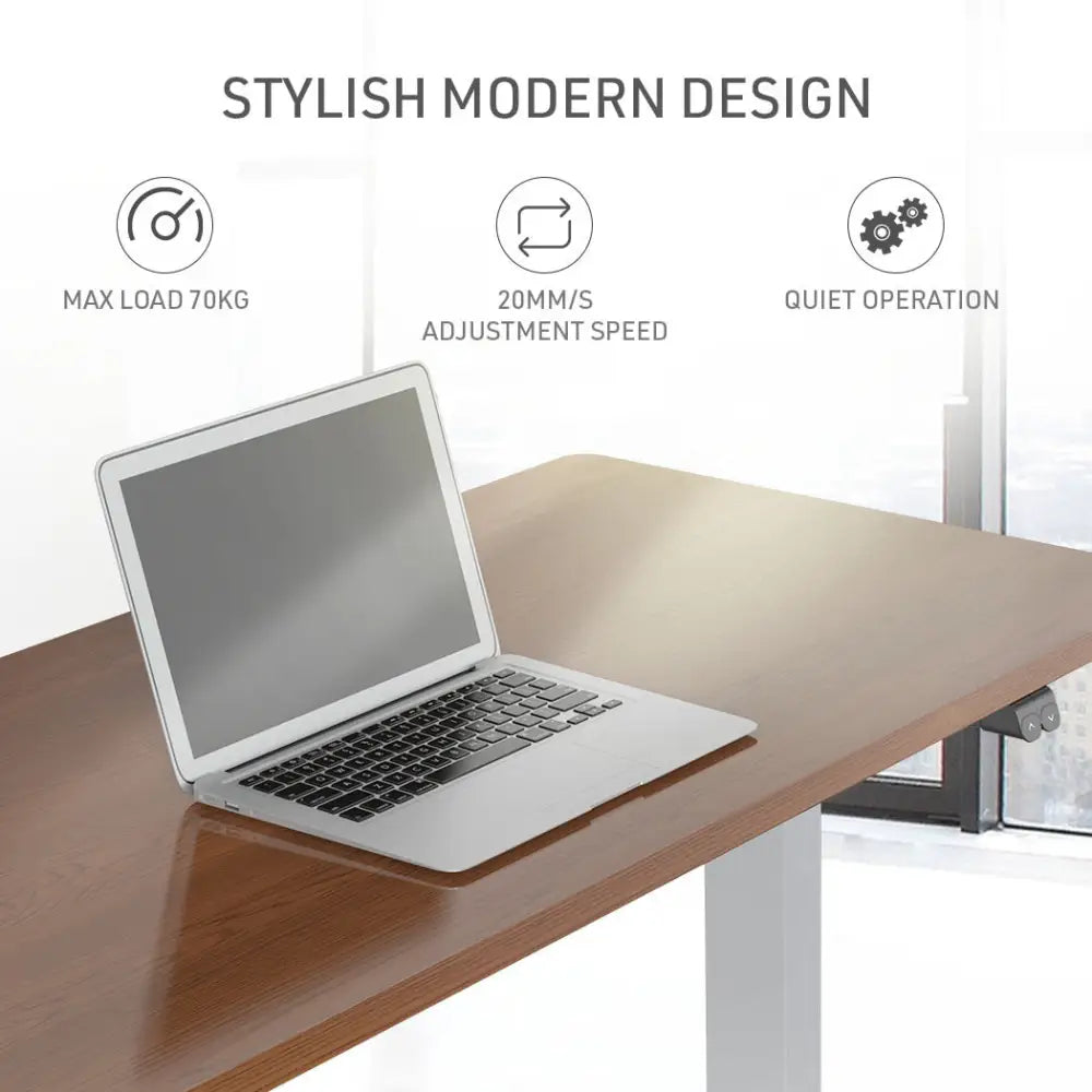 Fortia Sit To Stand Up Standing Desk 140x60cm 72-118cm Electric Height Adjustable 70kg Load Walnut Style/Silver Frame