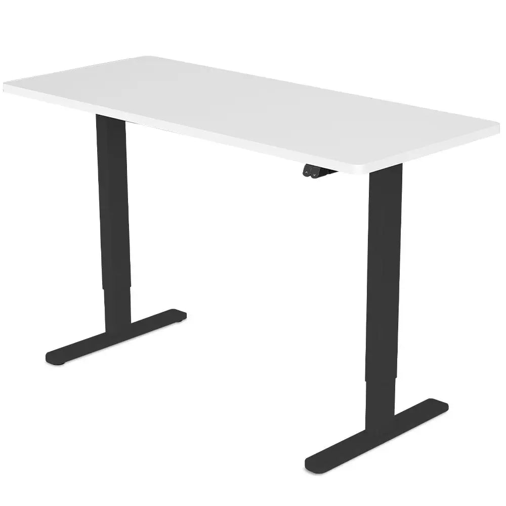 Fortia Sit To Stand Up Standing Desk 140x60cm 72-118cm Electric Height Adjustable 70kg Load White/Black Frame