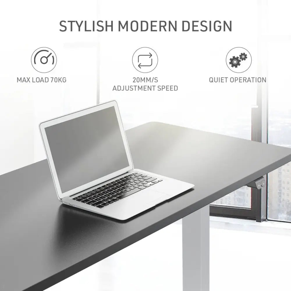 Fortia Sit To Stand Up Standing Desk 140x60cm 72-118cm Electric Height Adjustable 70kg Load Black/Silver Frame