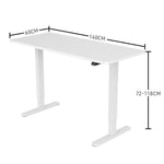 Fortia Sit To Stand Up Standing Desk 140x60cm 72-118cm Electric Height Adjustable 70kg Load White/White Frame