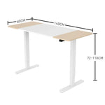 Fortia Sit To Stand Up Standing Desk 140x60cm 72-118cm Electric Height Adjustable 70kg Load Light Oak Style/White Frame