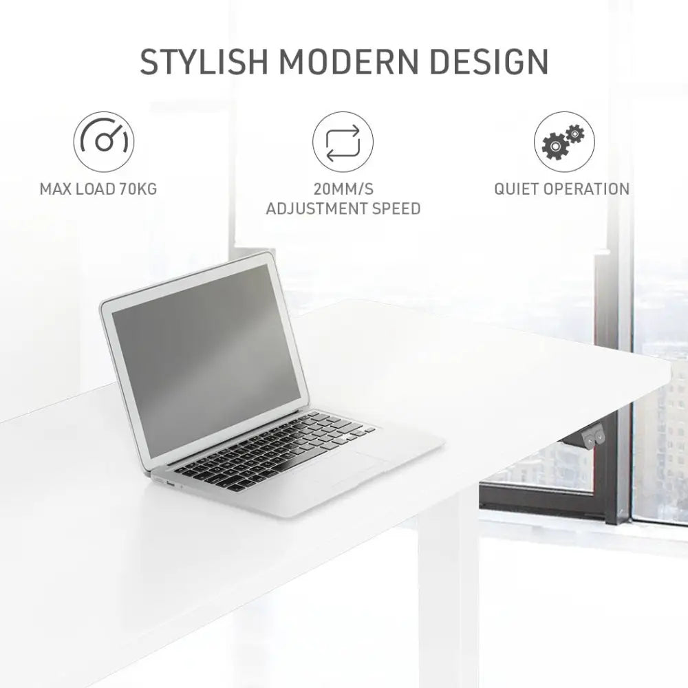 Fortia Sit To Stand Up Standing Desk 140x60cm 72-118cm Electric Height Adjustable 70kg Load White/White Frame