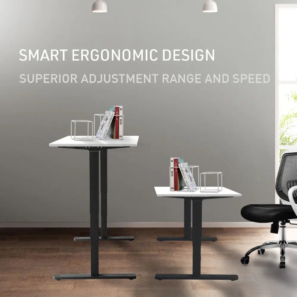 Fortia Sit To Stand Up Standing Desk 140x60cm 72-118cm Electric Height Adjustable 70kg Load White/Black Frame