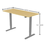 Fortia Sit To Stand Up Standing Desk 140x60cm 72-118cm Electric Height Adjustable 70kg Load White Oak Style/Silver