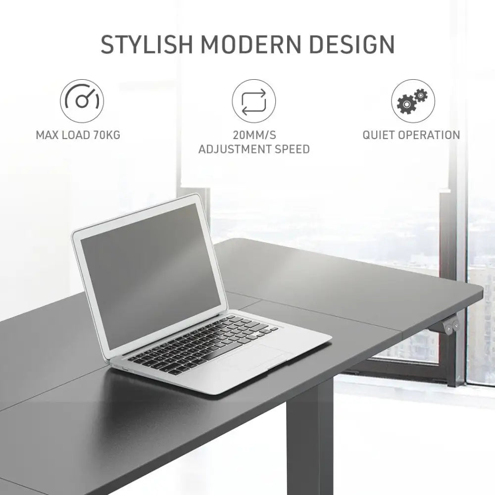 Fortia Sit To Stand Up Standing Desk 140x60cm 72-118cm Electric Height Adjustable 70kg Rated Black/Black Frame