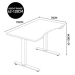 Fortia Sit To Stand Up Standing Desk 150x70cm 62-128cm Electric Height Adjustable Dual Motor 120kg Load Arched Walnut