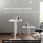 Fortia Sit To Stand Up Standing Desk 150x70cm 62-128cm Electric Height Adjustable Dual Motor 120kg Load White/Silver