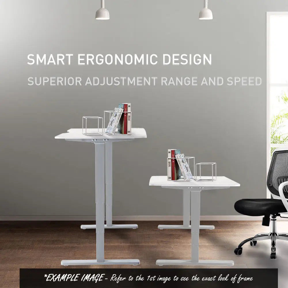 Fortia Sit To Stand Up Standing Desk 150x70cm 62-128cm Electric Height Adjustable Dual Motor 120kg Load Arched White