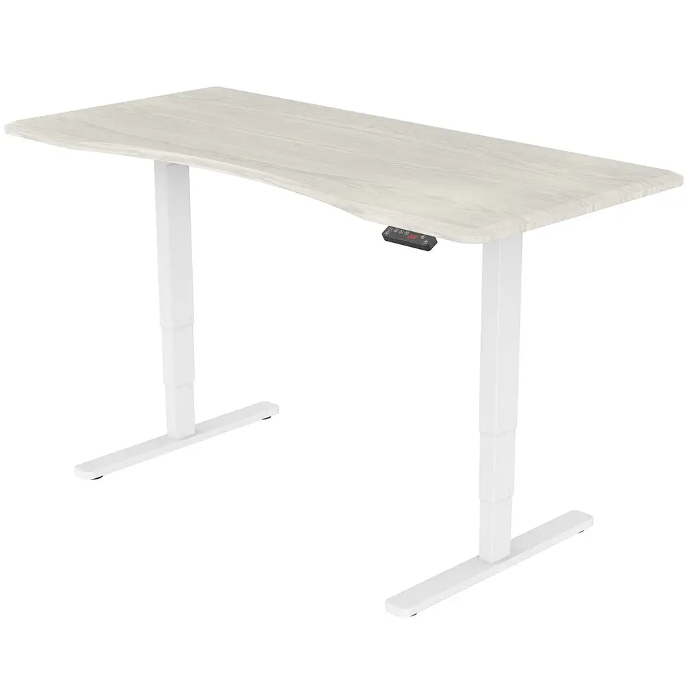 Fortia Sit To Stand Up Standing Desk 150x70cm 62-128cm Electric Height Adjustable Dual Motor 120kg Load Arched White