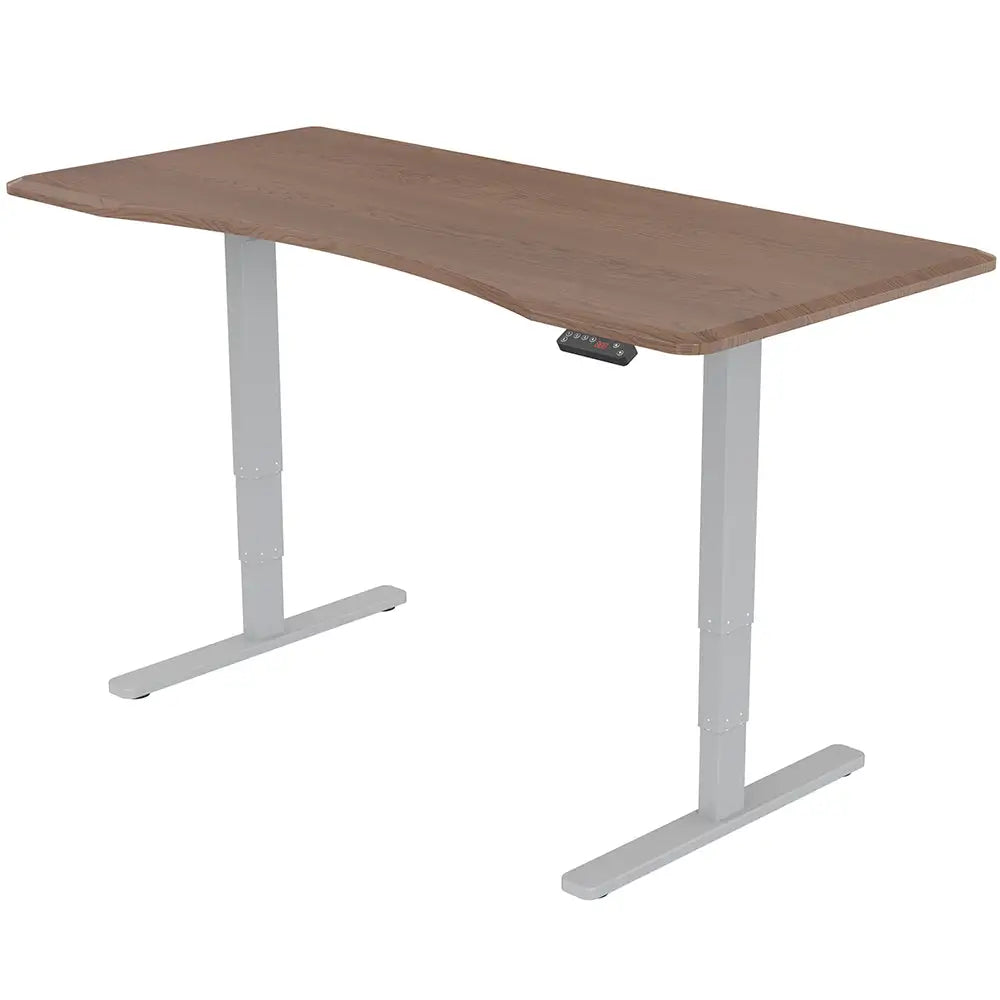 Fortia Sit To Stand Up Standing Desk 150x70cm 62-128cm Electric Height Adjustable Dual Motor 120kg Load Arched Walnut