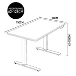 Fortia Sit To Stand Up Standing Desk 150x70cm 62-128cm Electric Height Adjustable Dual Motor 120kg Load White Oak