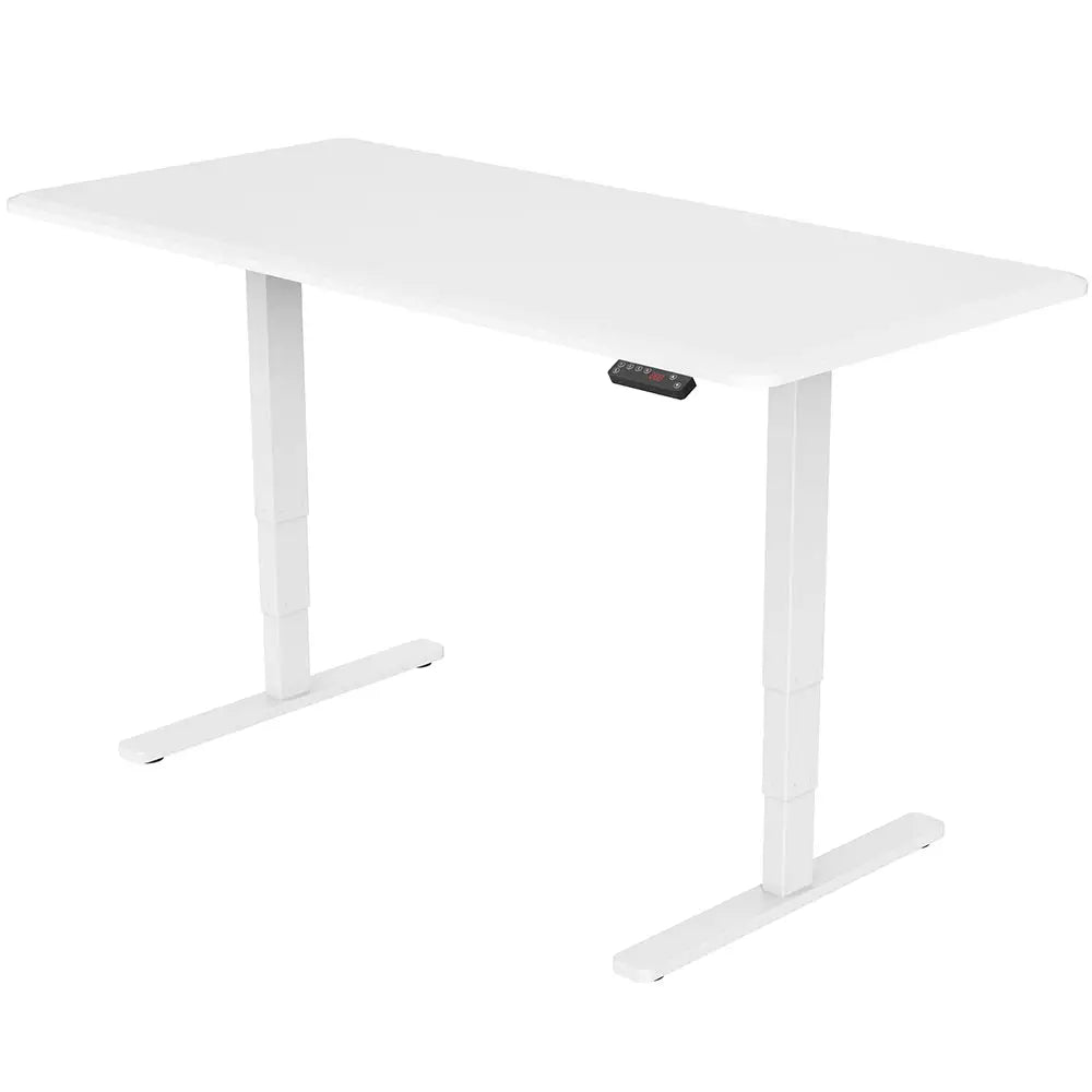 Fortia Sit To Stand Up Standing Desk 150x70cm 62-128cm Electric Height Adjustable Dual Motor 120kg Load White/White