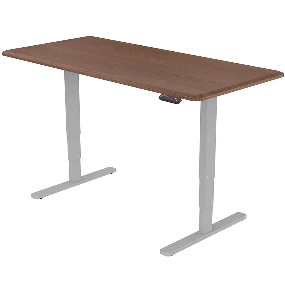 Fortia Sit To Stand Up Standing Desk 150x70cm 62-128cm Electric Height Adjustable Dual Motor 120kg Load Walnut
