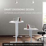 Fortia Sit To Stand Up Standing Desk 150x70cm 62-128cm Electric Height Adjustable Dual Motor 120kg Load White/White