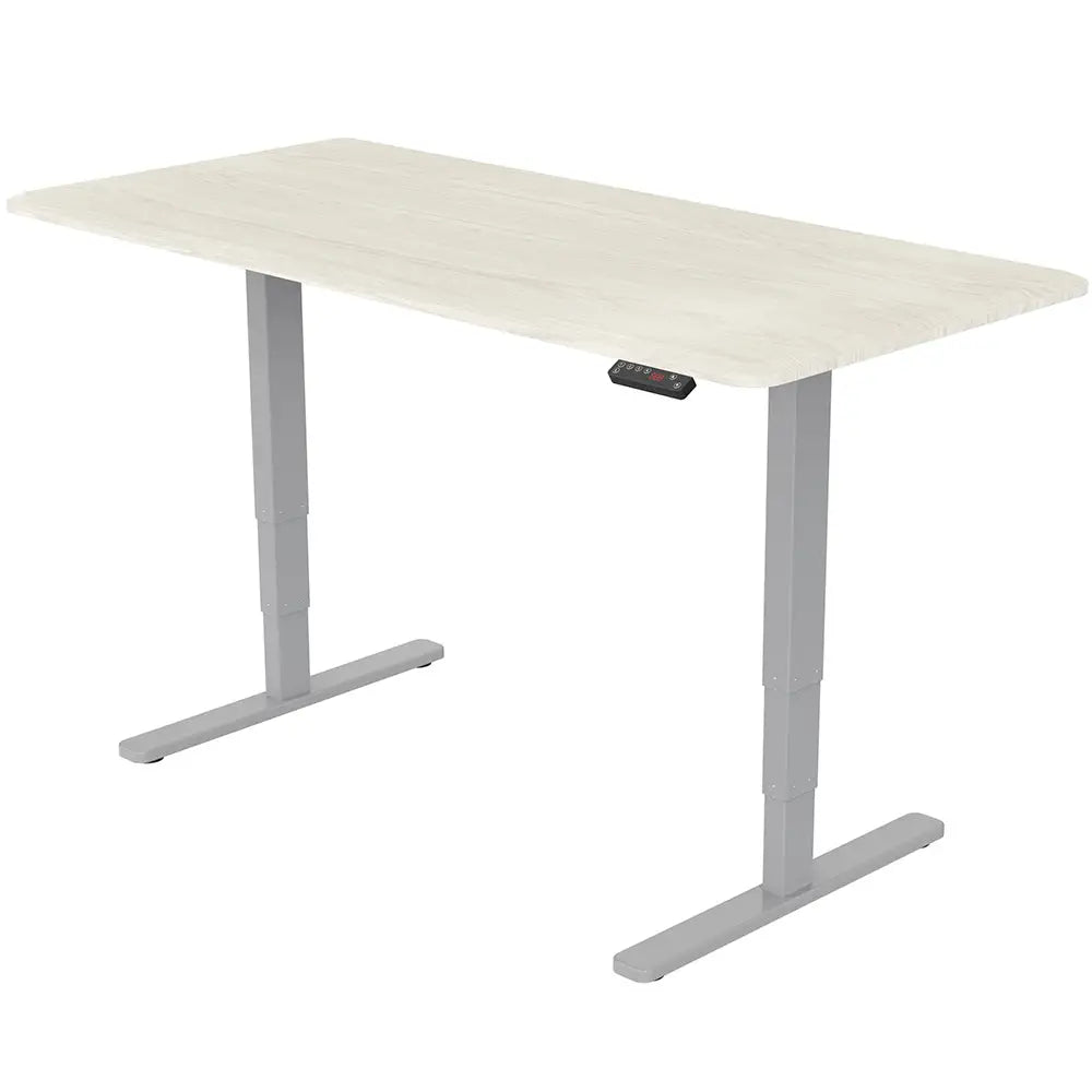 Fortia Sit To Stand Up Standing Desk 150x70cm 62-128cm Electric Height Adjustable Dual Motor 120kg Load White Oak