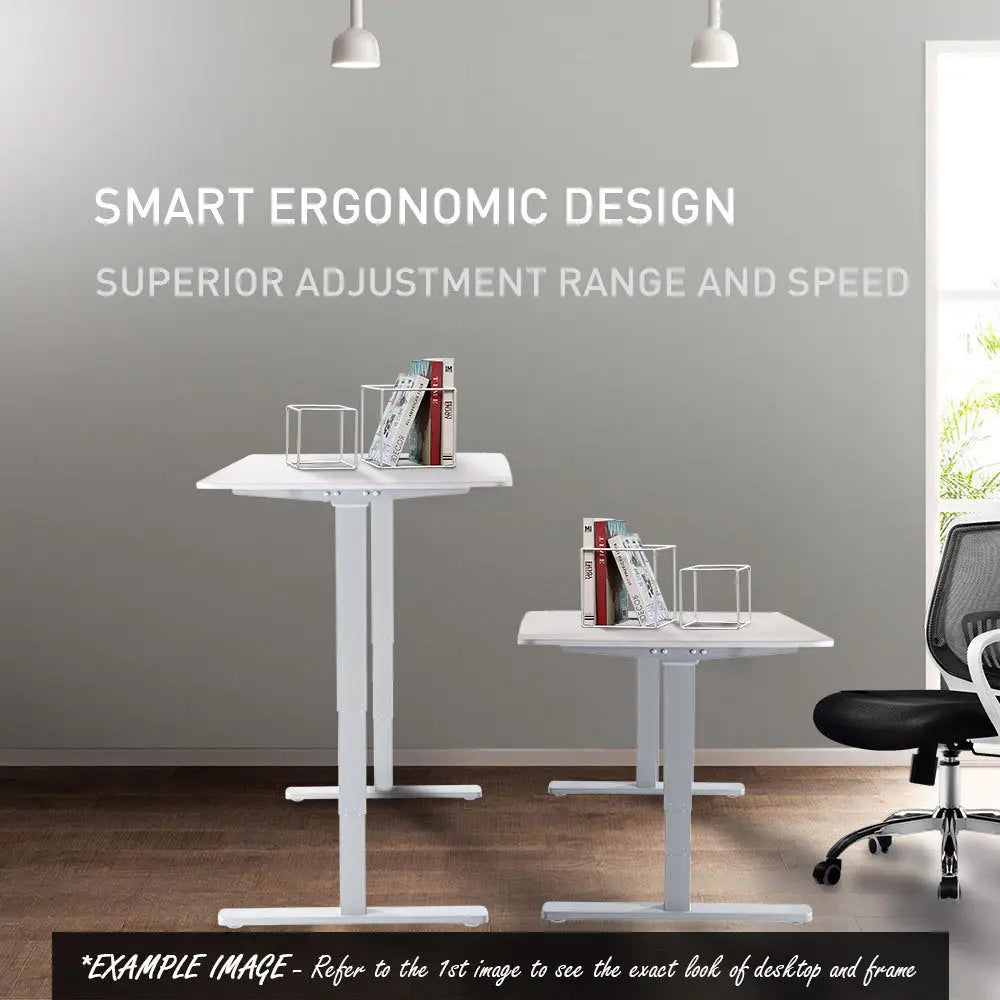 Fortia Sit To Stand Up Standing Desk 160x75cm 62-128cm Electric Height Adjustable Dual Motor 120kg Load Black/White
