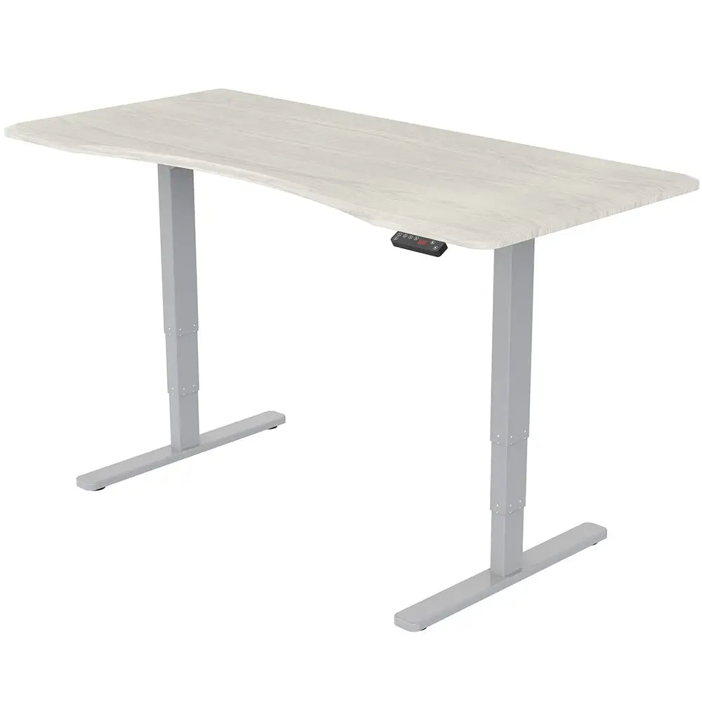 Fortia Sit To Stand Up Standing Desk 160x75cm 62-128cm Electric Height Adjustable Dual Motor 120kg Load Arched White