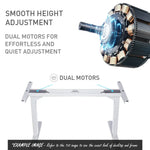 Fortia Sit To Stand Up Standing Desk 160x75cm 62-128cm Electric Height Adjustable Dual Motor 120kg Load White/Silver