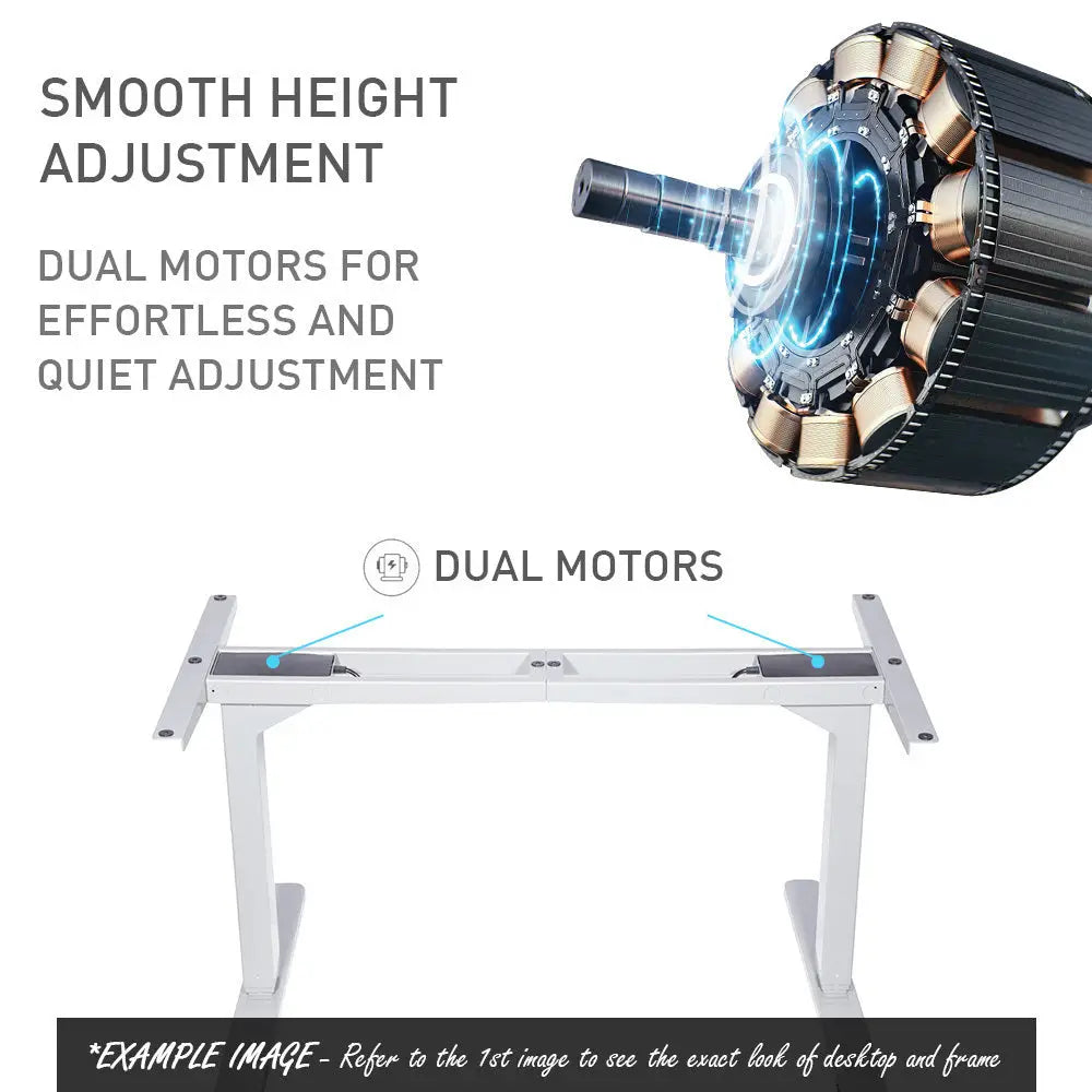 Fortia Sit To Stand Up Standing Desk 160x75cm 62-128cm Electric Height Adjustable Dual Motor 120kg Load White/Silver