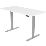 Fortia Sit To Stand Up Standing Desk 160x75cm 62-128cm Electric Height Adjustable Dual Motor 120kg Load White/Silver