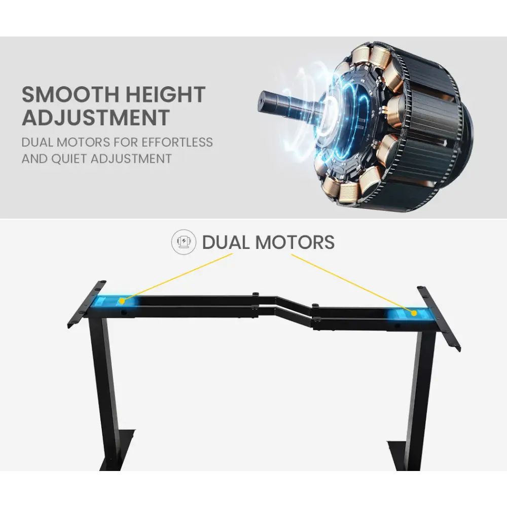 FORTIA Standing Desk Electric Dual Motor Adjustable Sit Stand L-Shaped Left 80KG Load Black - Furniture > Office