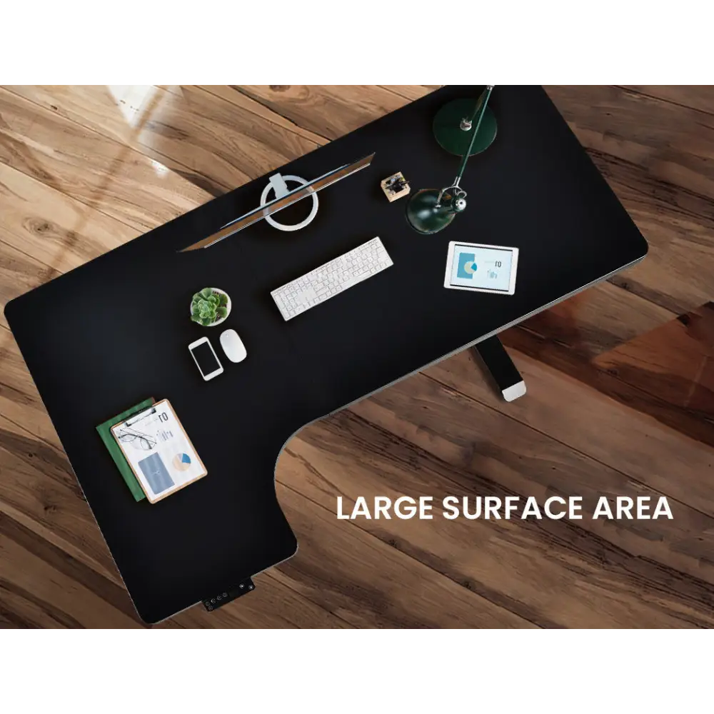 FORTIA Standing Desk Electric Dual Motor Adjustable Sit Stand L-Shaped Left 80KG Load Black - Furniture > Office