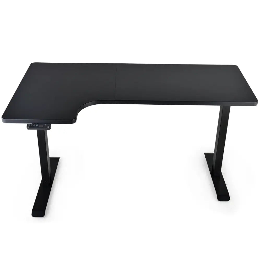 FORTIA Standing Desk Electric Dual Motor Adjustable Sit Stand L-Shaped Left 80KG Load Black - Furniture > Office