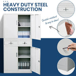 FORTIA Stationery Cabinet Office Home Storage Metal Lockable 4 Door Cupboard Drawers - Furniture > Office