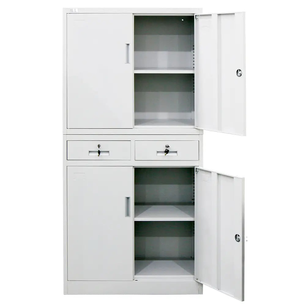 FORTIA Stationery Cabinet Office Home Storage Metal Lockable 4 Door Cupboard Drawers - Furniture > Office