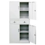 FORTIA Stationery Cabinet Office Home Storage Metal Lockable 4 Door Cupboard Drawers - Furniture > Office