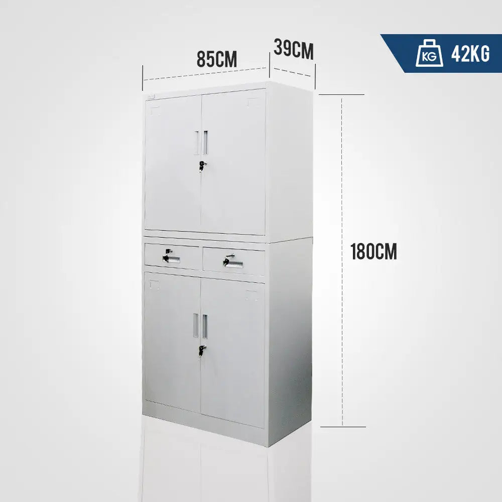 FORTIA Stationery Cabinet Office Home Storage Metal Lockable 4 Door Cupboard Drawers - Furniture > Office