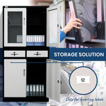 FORTIA Stationery Cabinet Office Storage Metal Lockable 4 Door Cupboard Drawers - Furniture > Office