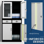 FORTIA Stationery Cabinet Office Storage Metal Lockable 4 Door Cupboard Drawers - Furniture > Office