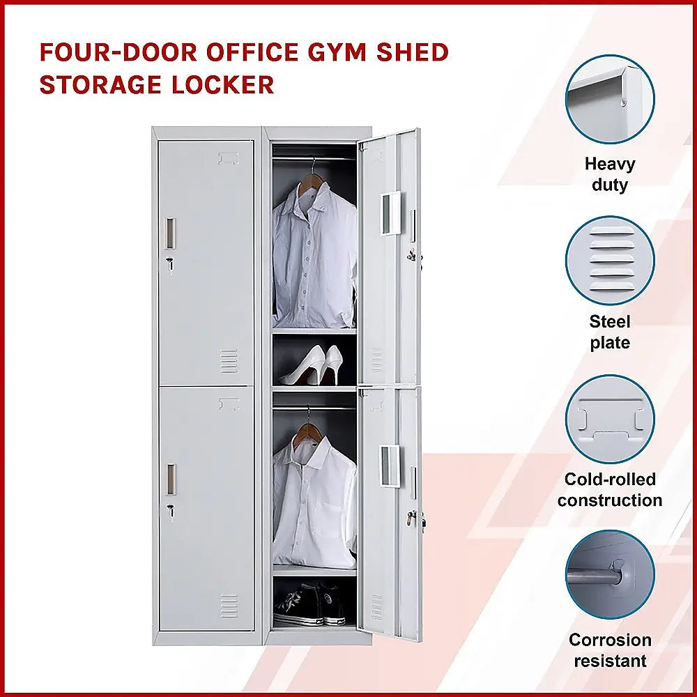 Four-Door Office Gym Shed Storage Locker - Furniture > Office