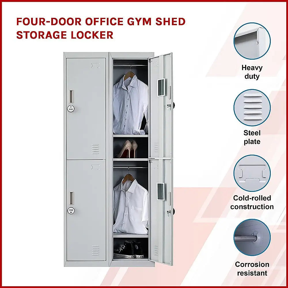 Four-Door Office Gym Shed Storage Locker - Furniture > Office