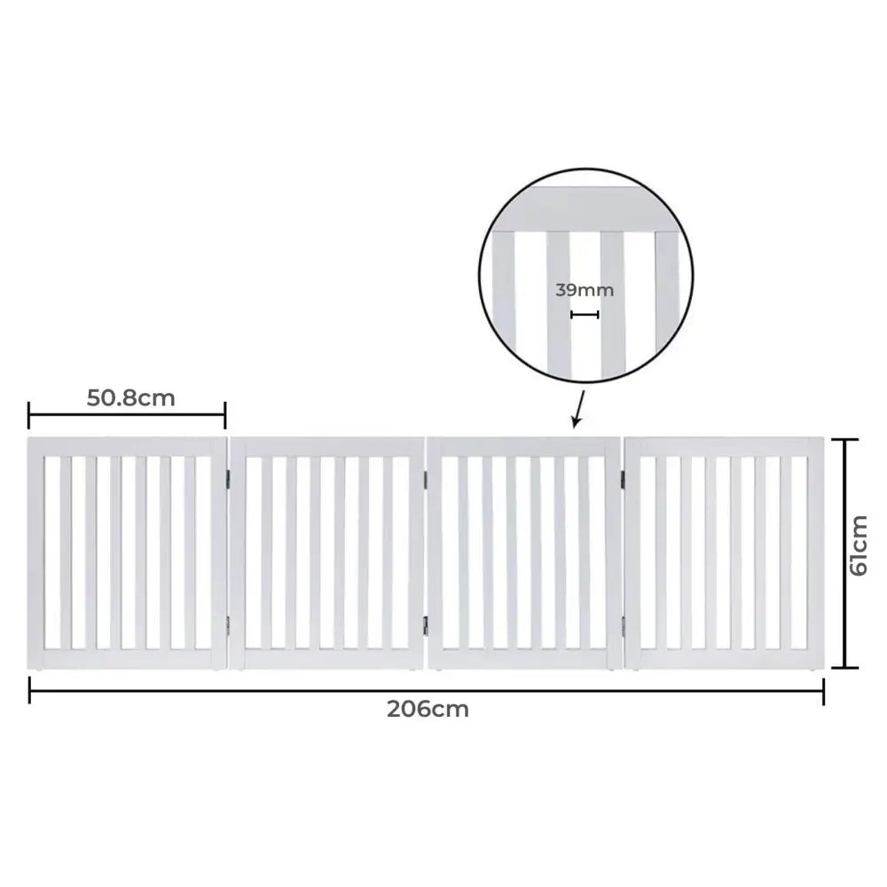 Four Panel Freestanding Dog Gate White - Pet Care > Dog Supplies > Dog Playpens & Gates