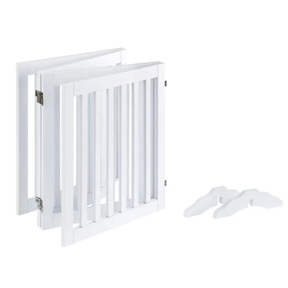 Four Panel Freestanding Dog Gate White - Pet Care > Dog Supplies > Dog Playpens & Gates