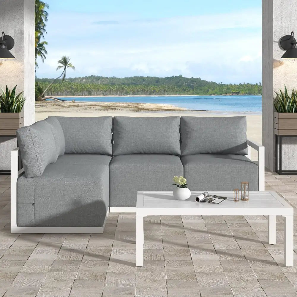 Four-Seat Alfresco Harmony Set – White - Furniture > Outdoor