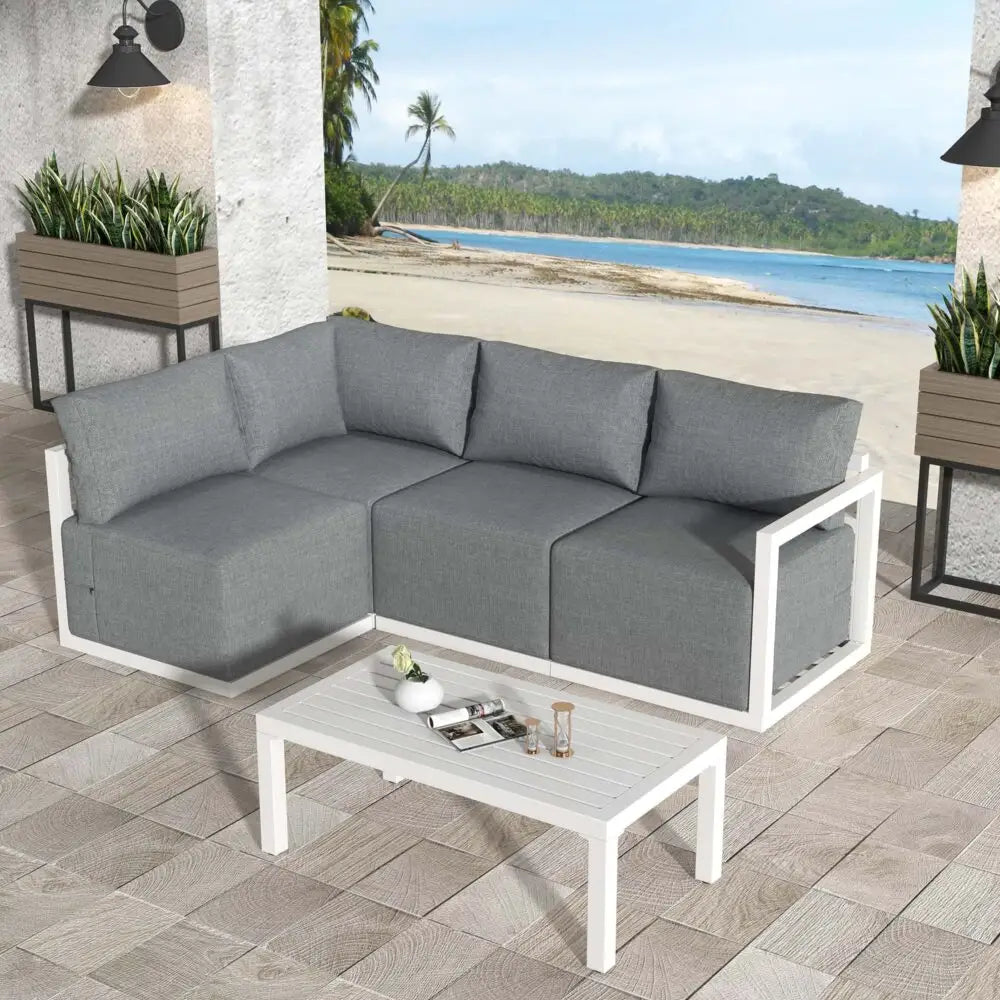 Four-Seat Alfresco Harmony Set – White - Furniture > Outdoor
