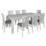 Foxglove 9pc Dining Set 225cm Table 8 PU Seat Chair Solid Mt Ash Wood - White - Furniture > Dining