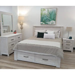 Foxglove Bed Frame Queen Size Timber Mattress Base With Storage Drawers - White - Furniture > Bedroom > Beds & Bed