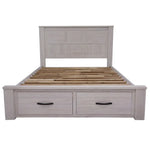 Foxglove Bed Frame Queen Size Timber Mattress Base With Storage Drawers - White - Furniture > Bedroom > Beds & Bed