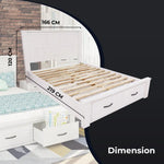 Foxglove Bed Frame Queen Size Timber Mattress Base With Storage Drawers - White - Furniture > Bedroom > Beds & Bed