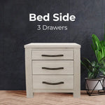 Foxglove Bedside Tables 3 Drawers Storage Cabinet Shelf Side End Table - White - Furniture > Living Room > Bookcases &