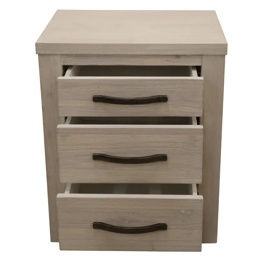 Foxglove Bedside Tables 3 Drawers Storage Cabinet Shelf Side End Table - White - Furniture > Living Room > Bookcases &
