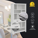 Foxglove Bookshelf Bookcase 5 Tier 2 Drawers Solid Mt Ash Timber Wood - White - Furniture > Living Room