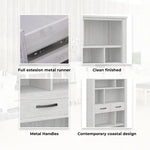 Foxglove Bookshelf Bookcase 5 Tier 2 Drawers Solid Mt Ash Timber Wood - White - Furniture > Living Room