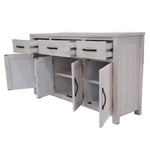 Foxglove Buffet Table 158cm 4 Door 3 Drawer Solid Mt Ash Timber Wood - White - Furniture > Living Room