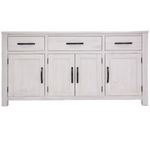 Foxglove Buffet Table 158cm 4 Door 3 Drawer Solid Mt Ash Timber Wood - White - Furniture > Living Room