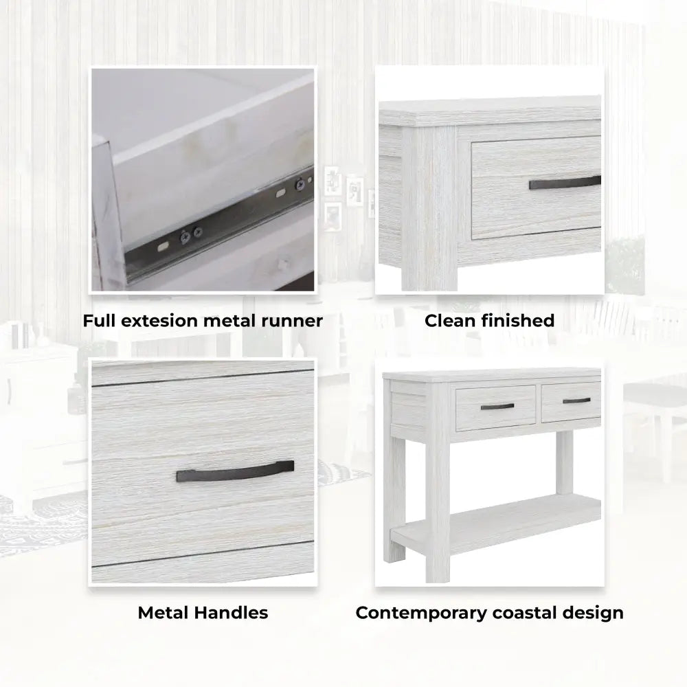 Foxglove Console Hallway Entry Table 110cm Solid Mt Ash Timber Wood - White - Furniture > Outdoor > Outdoor Chairs